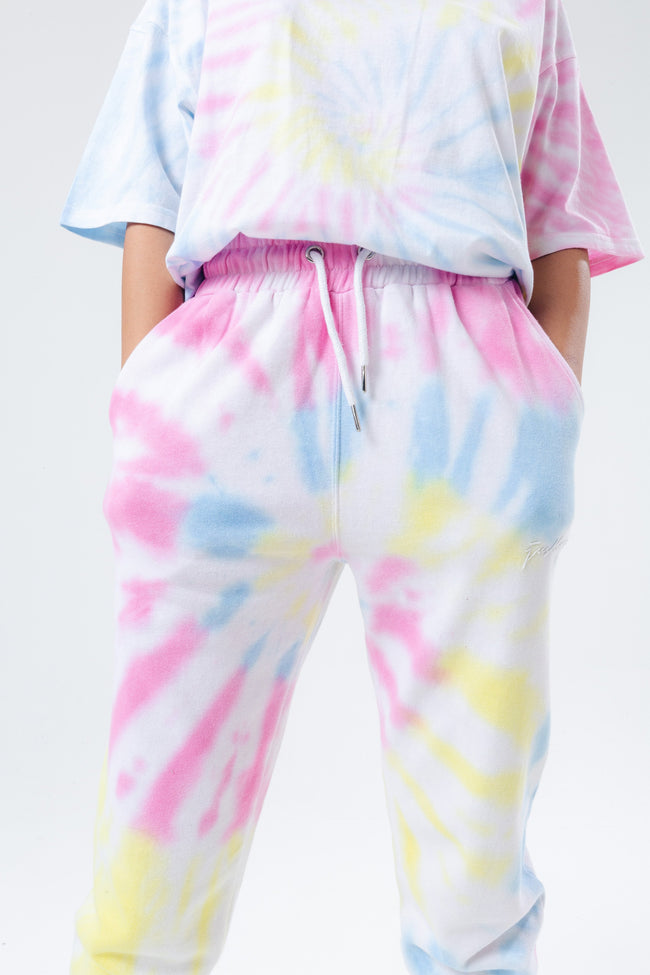 HYPE RAINBOW PASTEL TIE DYE SCRIBBLE LOGO WOMEN'S JOGGERS