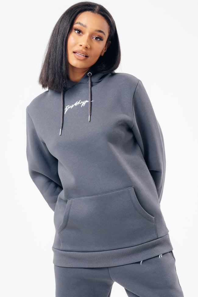 HYPE SLATE SCRIBBLE LOGO WOMEN'S PULLOVER HOODIE