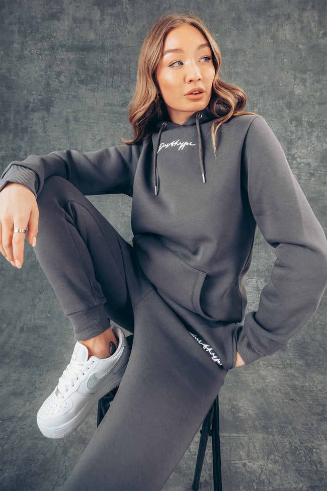 HYPE SLATE SCRIBBLE LOGO WOMEN'S PULLOVER HOODIE