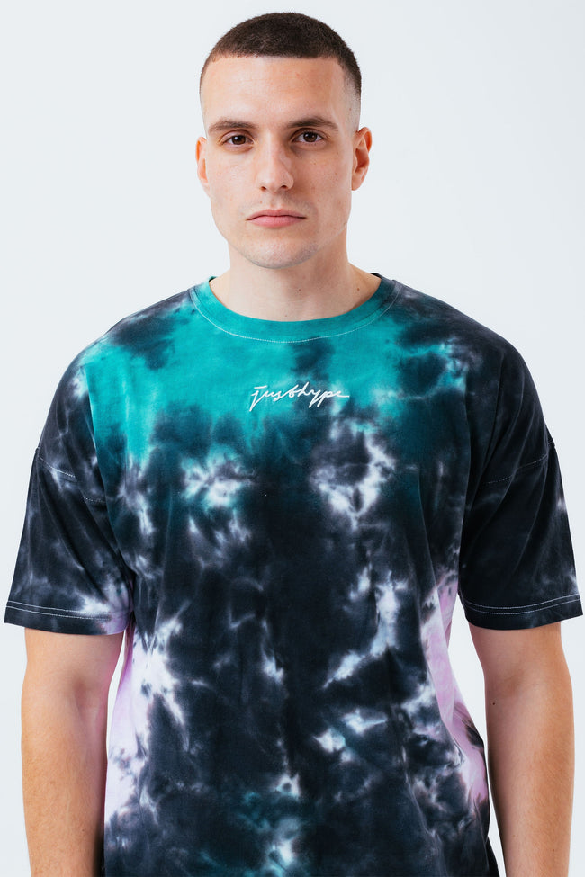 HYPE MULTI ACID WASH SCRIBBLE LOGO MEN'S OVERSIZED T-SHIRT