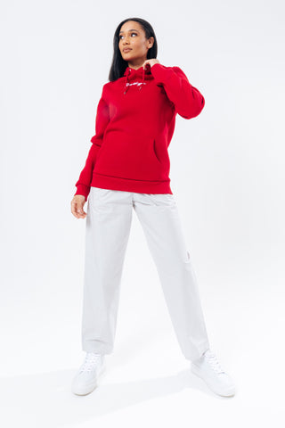 HYPE RED SCRIBBLE LOGO WOMEN'S PULLOVER HOODIE