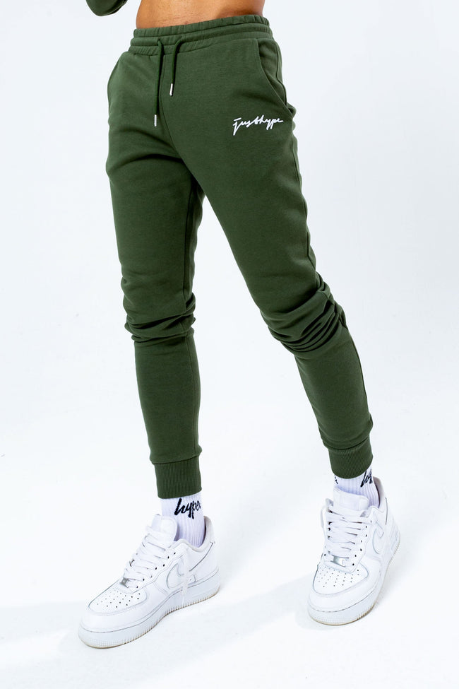 HYPE KHAKI SCRIBBLE LOGO MEN'S JOGGERS