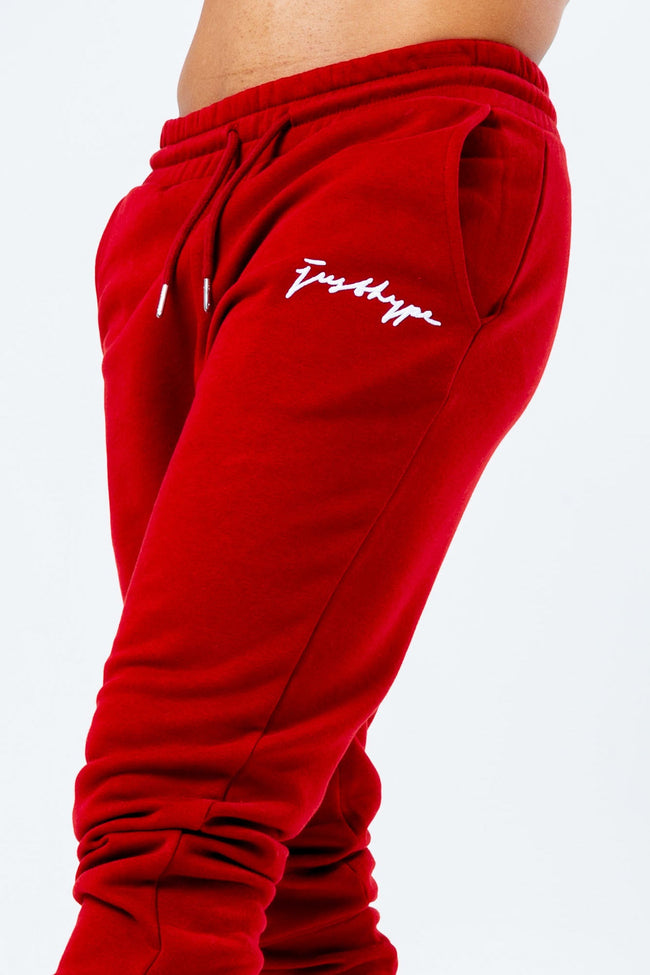 HYPE BURGUNDY SCRIBBLE LOGO MEN'S JOGGERS