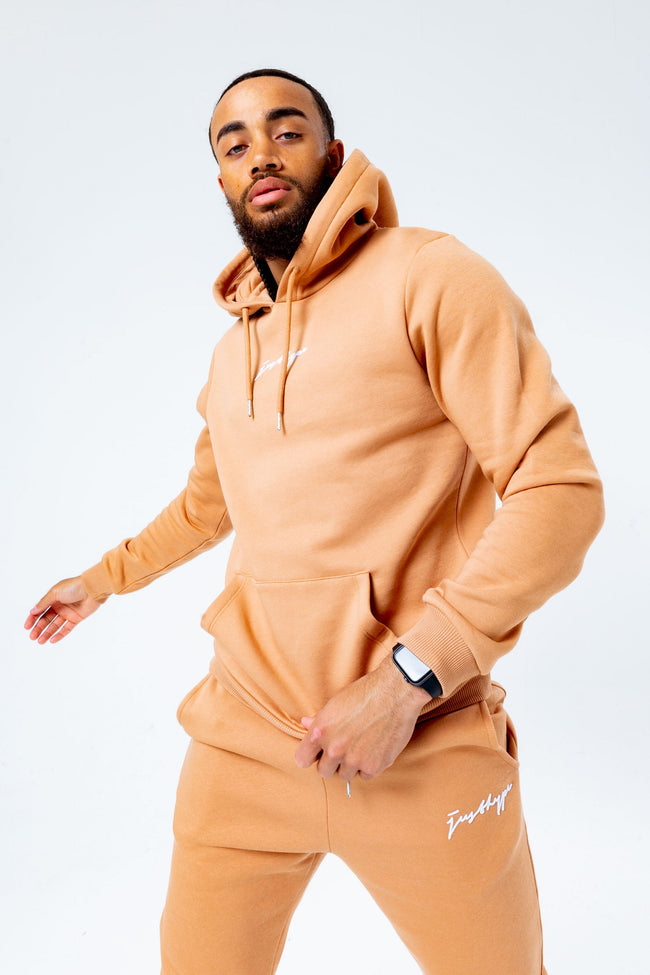 HYPE BEIGE SCRIBBLE LOGO MEN'S PULLOVER HOODIE