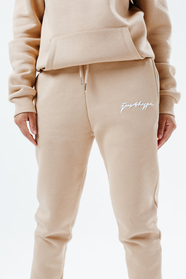 HYPE BEIGE SCRIBBLE LOGO WOMEN'S JOGGERS