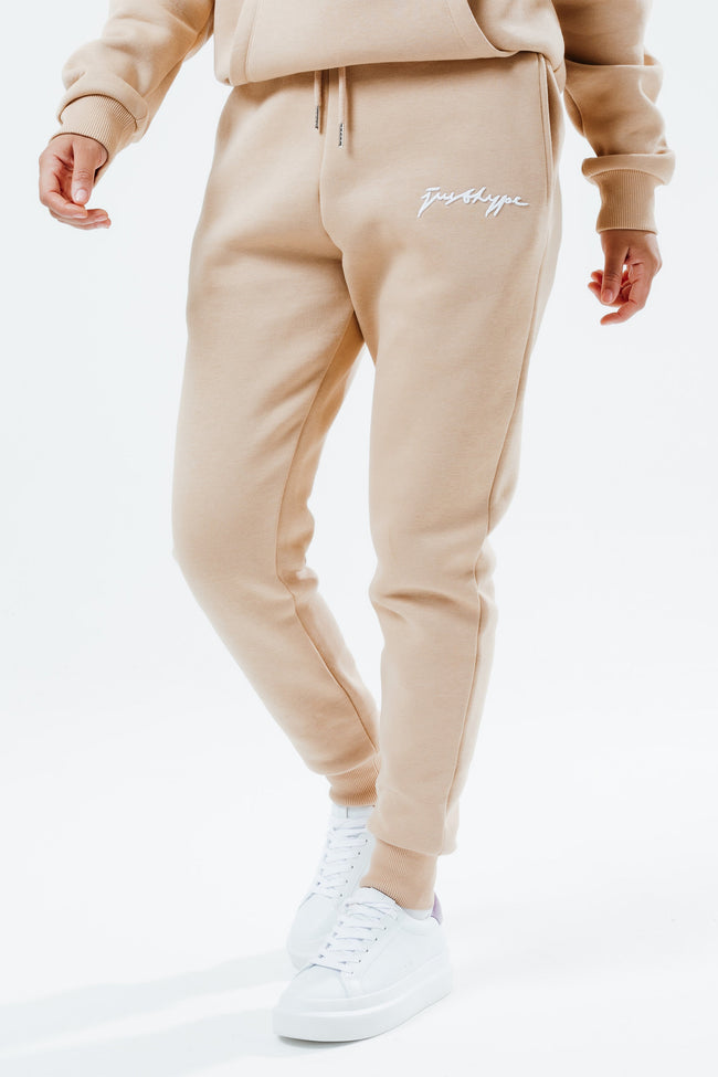 HYPE BEIGE SCRIBBLE LOGO WOMEN'S JOGGERS