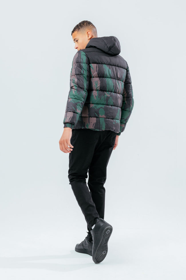 HYPE CAMO COLOUR BLOCK BOYS PUFFER JACKET