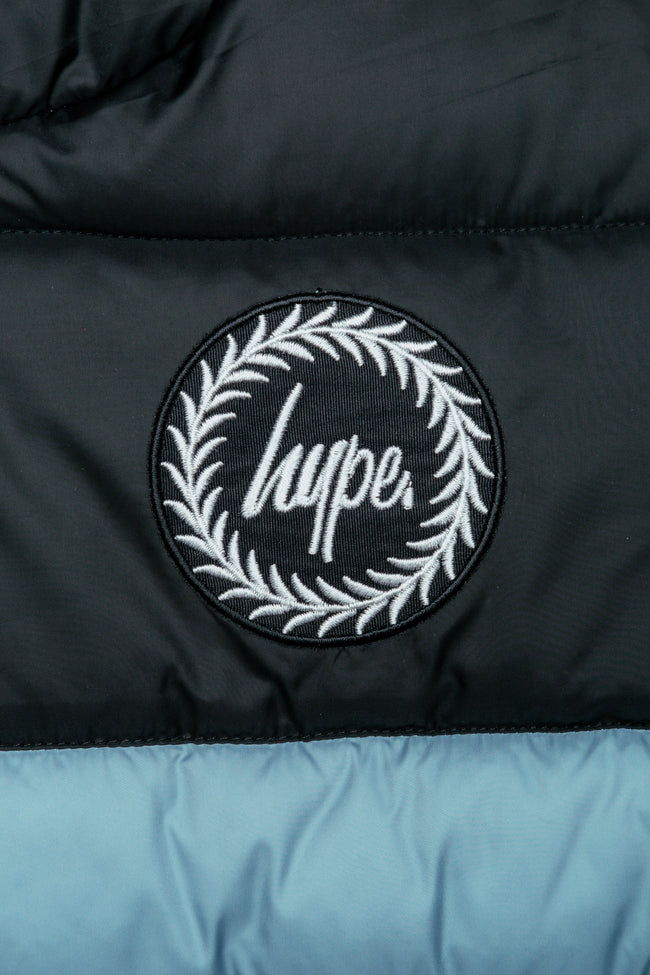 HYPE BLUE COLOUR BLOCK BOYS PUFFER JACKET