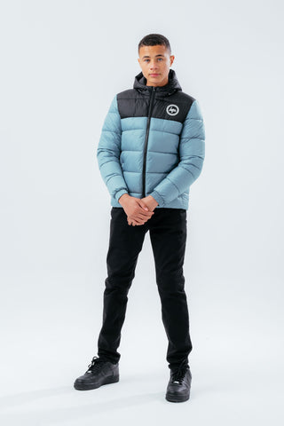 HYPE BLUE COLOUR BLOCK BOYS PUFFER JACKET