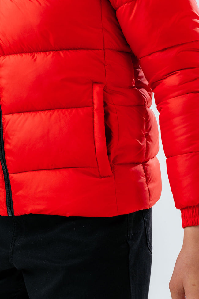 HYPE RED COLOUR BLOCK KIDS PUFFER JACKET