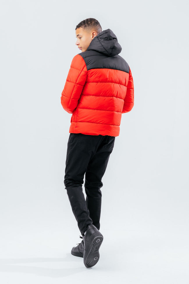 HYPE RED COLOUR BLOCK KIDS PUFFER JACKET