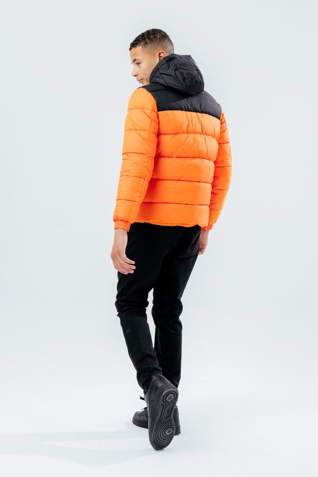 HYPE ORANGE COLOUR BLOCK BOYS PUFFER JACKET