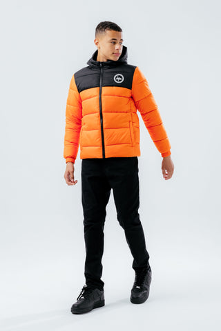 HYPE ORANGE COLOUR BLOCK BOYS PUFFER JACKET