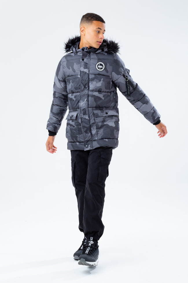 HYPE GREY CAMO KIDS EXPLORER CREST JACKET