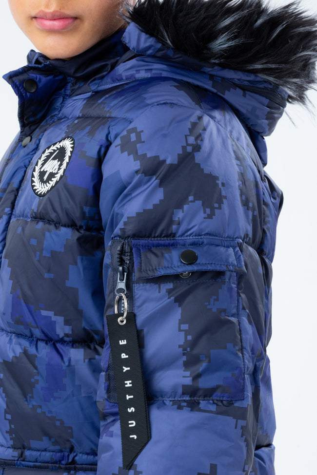 HYPE NAVY CAMO BOYS EXPLORER CREST JACKET