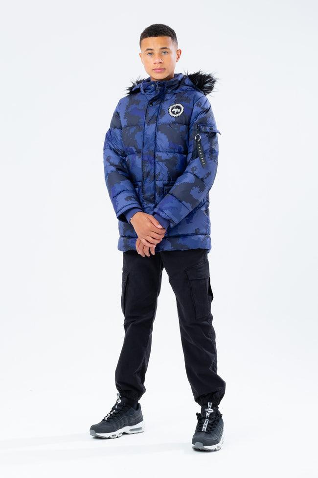 HYPE NAVY CAMO BOYS EXPLORER CREST JACKET