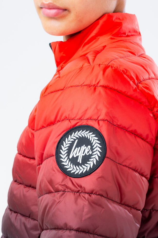 HYPE RED FADE BOYS PUFFER JACKET