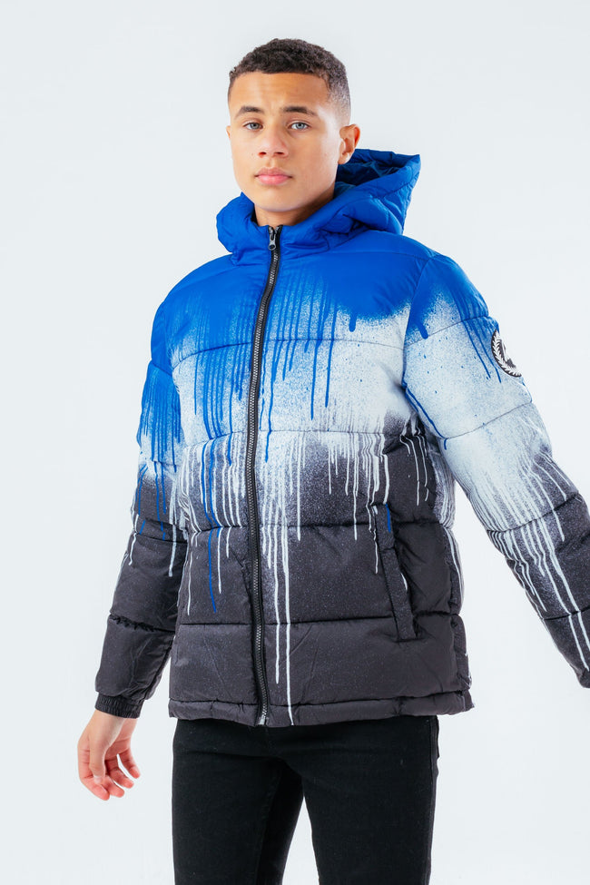 HYPE BLUE DRIP KIDS PUFFER JACKET