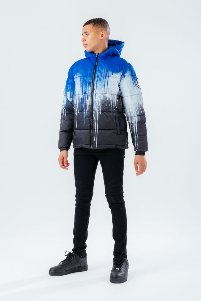 HYPE BLUE DRIP KIDS PUFFER JACKET