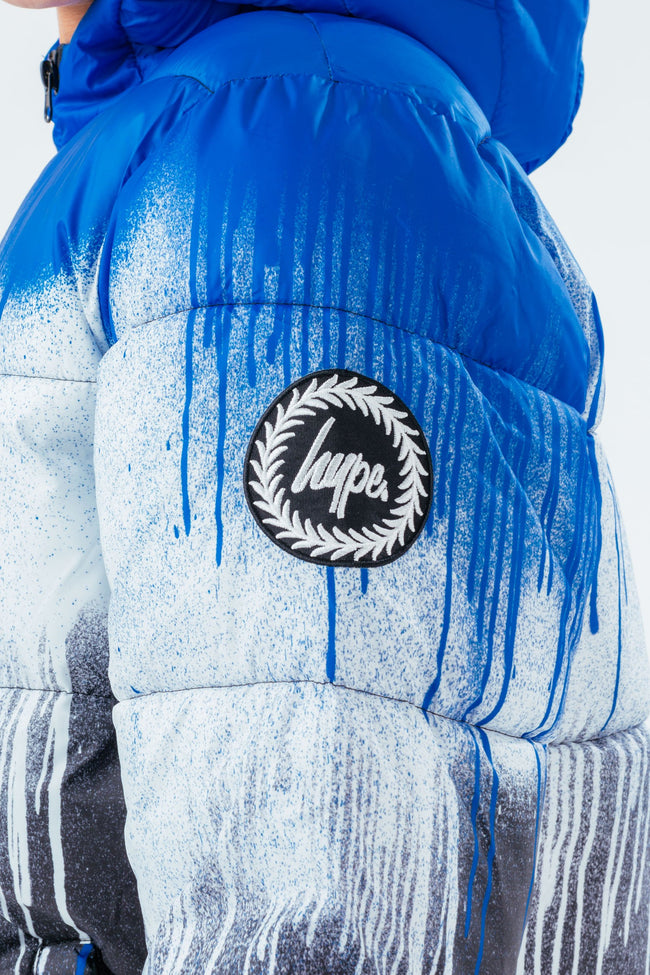 HYPE BLUE DRIP KIDS PUFFER JACKET