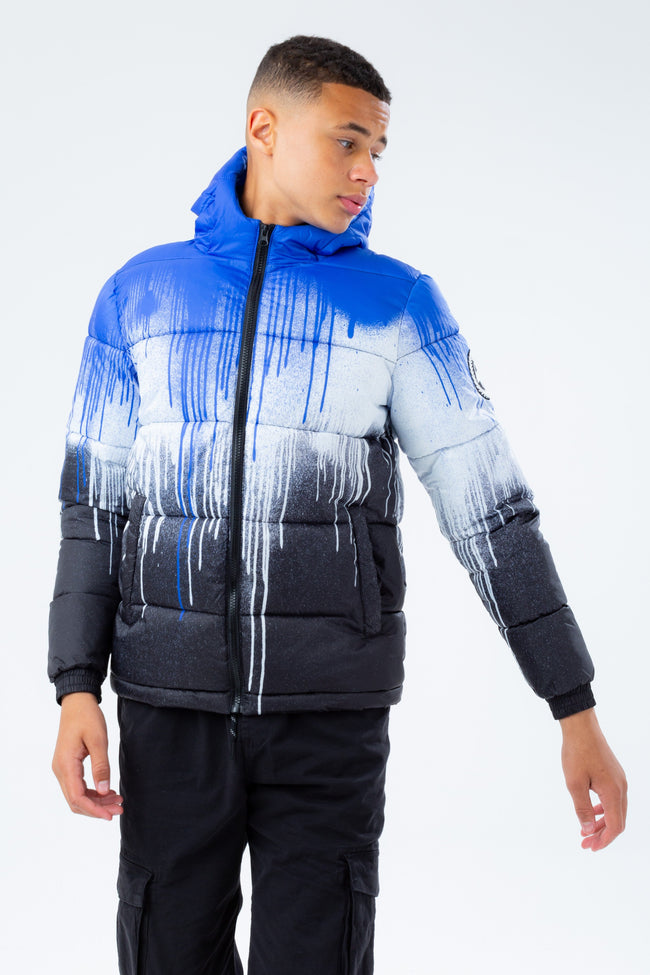 HYPE BLUE DRIP KIDS PUFFER JACKET