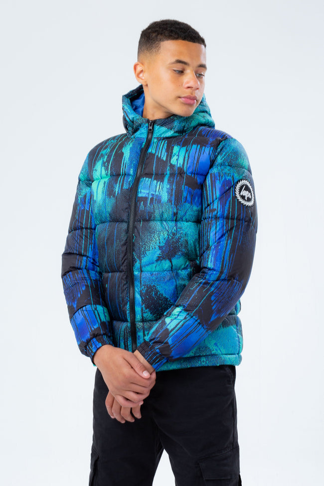 HYPE BLUE GRAFFITI BOYS PUFFER JACKET