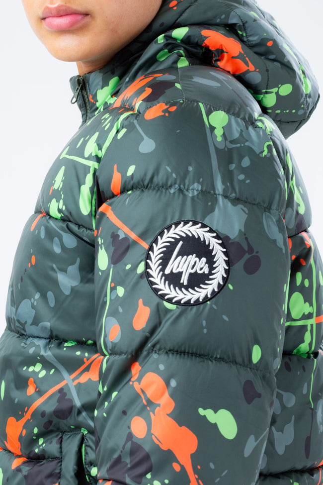 HYPE GREEN SPLAT BOYS PUFFER JACKET