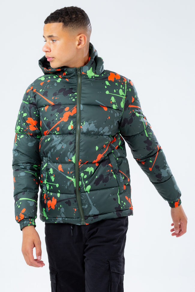 HYPE GREEN SPLAT BOYS PUFFER JACKET