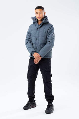 HYPE GREY HOOD BOYS PUFFER JACKET