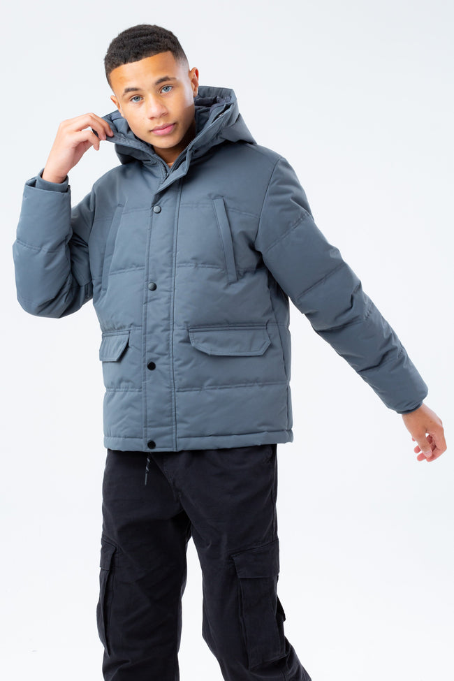 HYPE GREY HOOD BOYS PUFFER JACKET