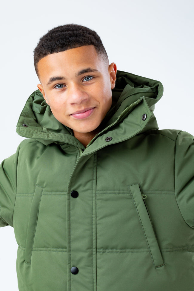 HYPE KHAKI HOOD BOYS PUFFER JACKET