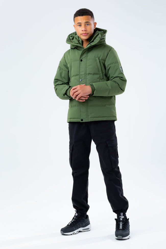 HYPE KHAKI HOOD BOYS PUFFER JACKET