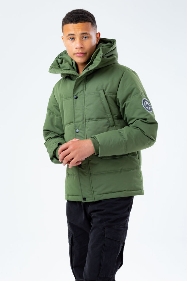 HYPE KHAKI HOOD BOYS PUFFER JACKET