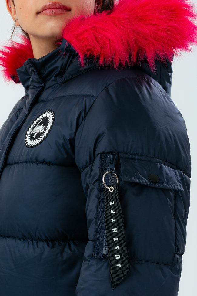 HYPE NAVY GIRLS EXPLORER JACKET WITH PINK FUR