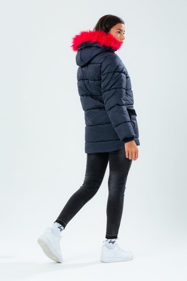 HYPE NAVY GIRLS EXPLORER JACKET WITH PINK FUR