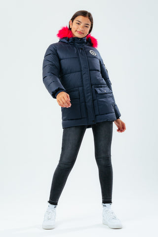 HYPE NAVY GIRLS EXPLORER JACKET WITH PINK FUR