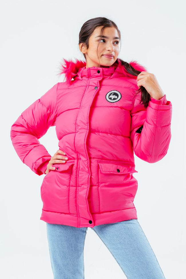 HYPE FUCHSIA GIRLS EXPLORER JACKET WITH PINK FUR