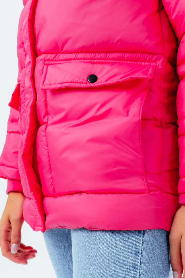 HYPE FUCHSIA GIRLS EXPLORER JACKET WITH PINK FUR