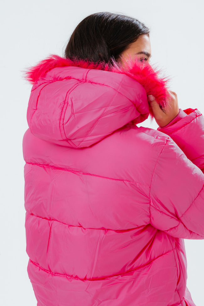 HYPE FUCHSIA GIRLS EXPLORER JACKET WITH PINK FUR