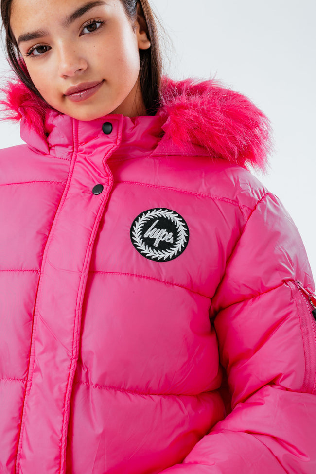 HYPE FUCHSIA GIRLS EXPLORER JACKET WITH PINK FUR