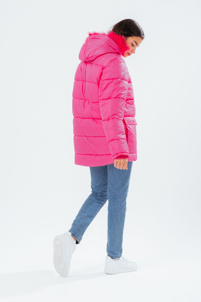 HYPE FUCHSIA GIRLS EXPLORER JACKET WITH PINK FUR