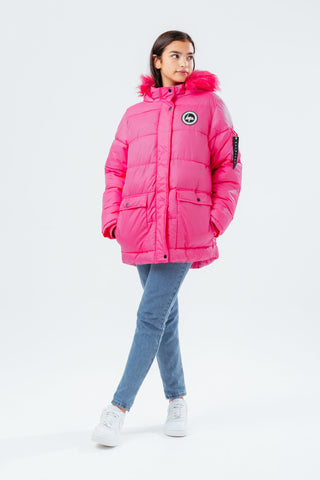 HYPE FUCHSIA GIRLS EXPLORER JACKET WITH PINK FUR