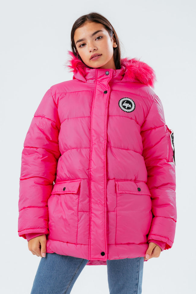 HYPE FUCHSIA GIRLS EXPLORER JACKET WITH PINK FUR