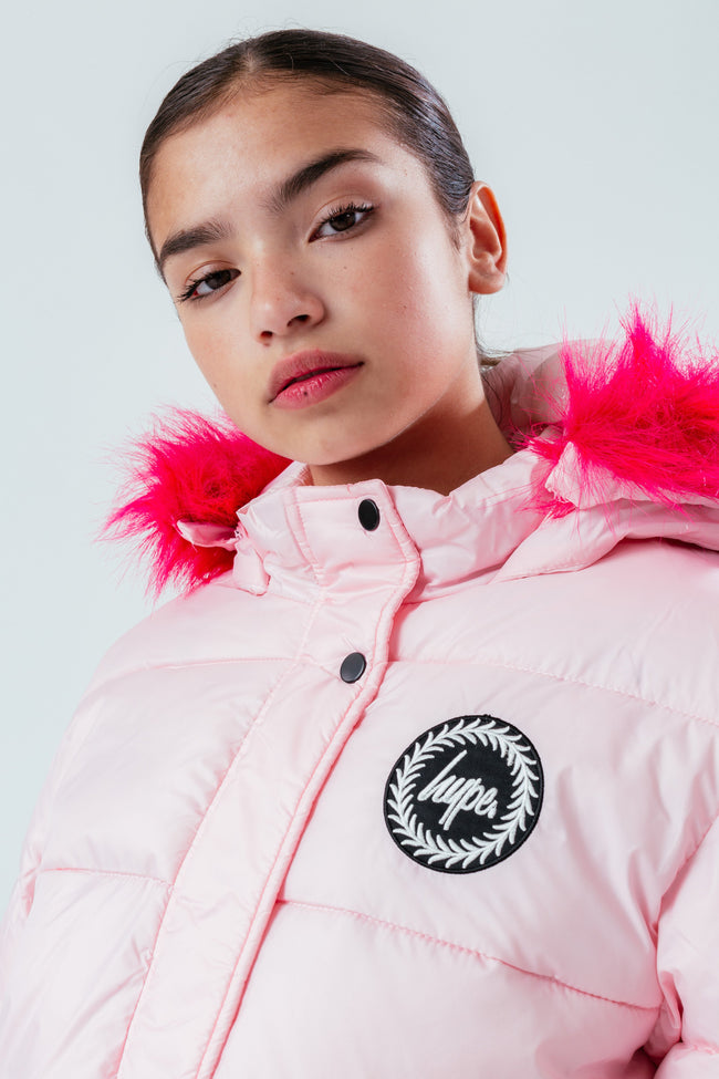 HYPE PALE PINK GIRLS EXPLORER JACKET WITH PINK FUR