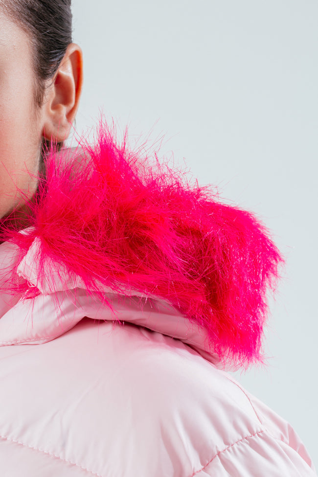 HYPE PALE PINK GIRLS EXPLORER JACKET WITH PINK FUR