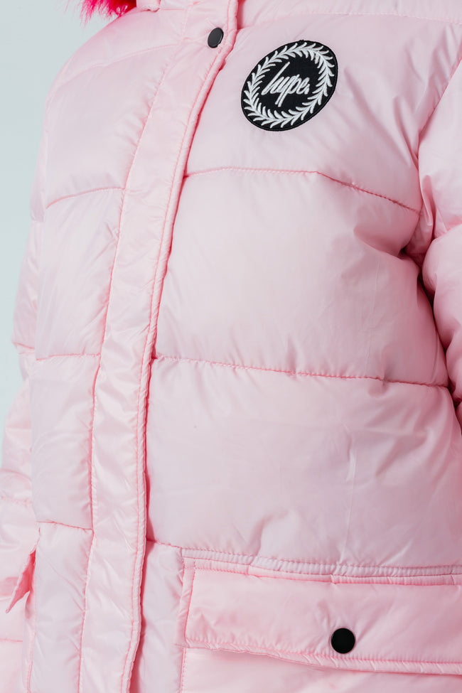 HYPE PALE PINK GIRLS EXPLORER JACKET WITH PINK FUR