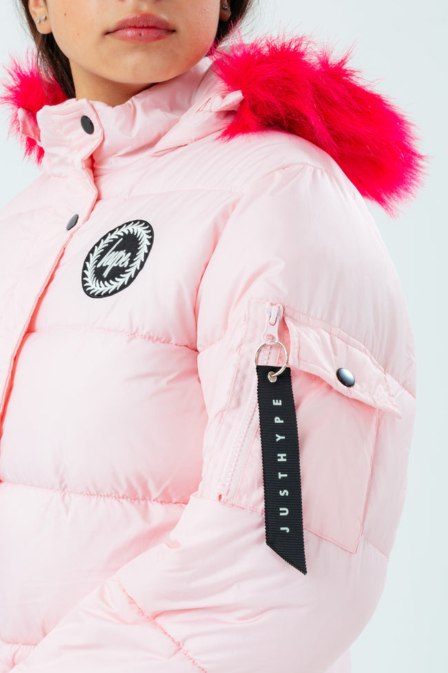 HYPE PALE PINK GIRLS EXPLORER JACKET WITH PINK FUR