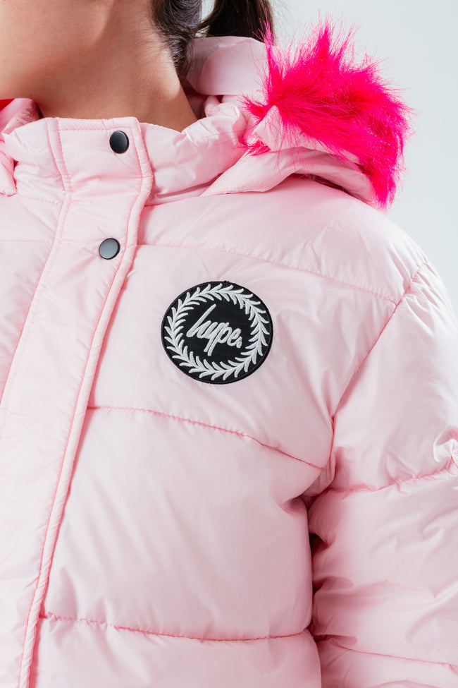 HYPE PALE PINK GIRLS EXPLORER JACKET WITH PINK FUR