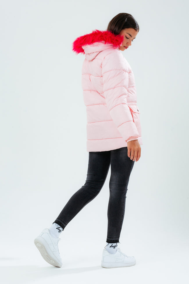 HYPE PALE PINK GIRLS EXPLORER JACKET WITH PINK FUR