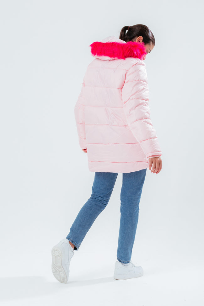 HYPE PALE PINK GIRLS EXPLORER JACKET WITH PINK FUR